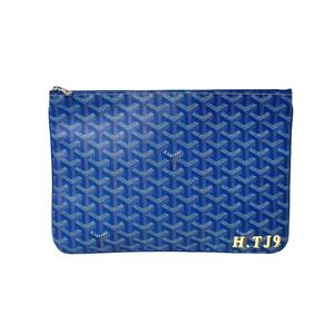 GOYARD Senna Clutch Bag Leather Blue